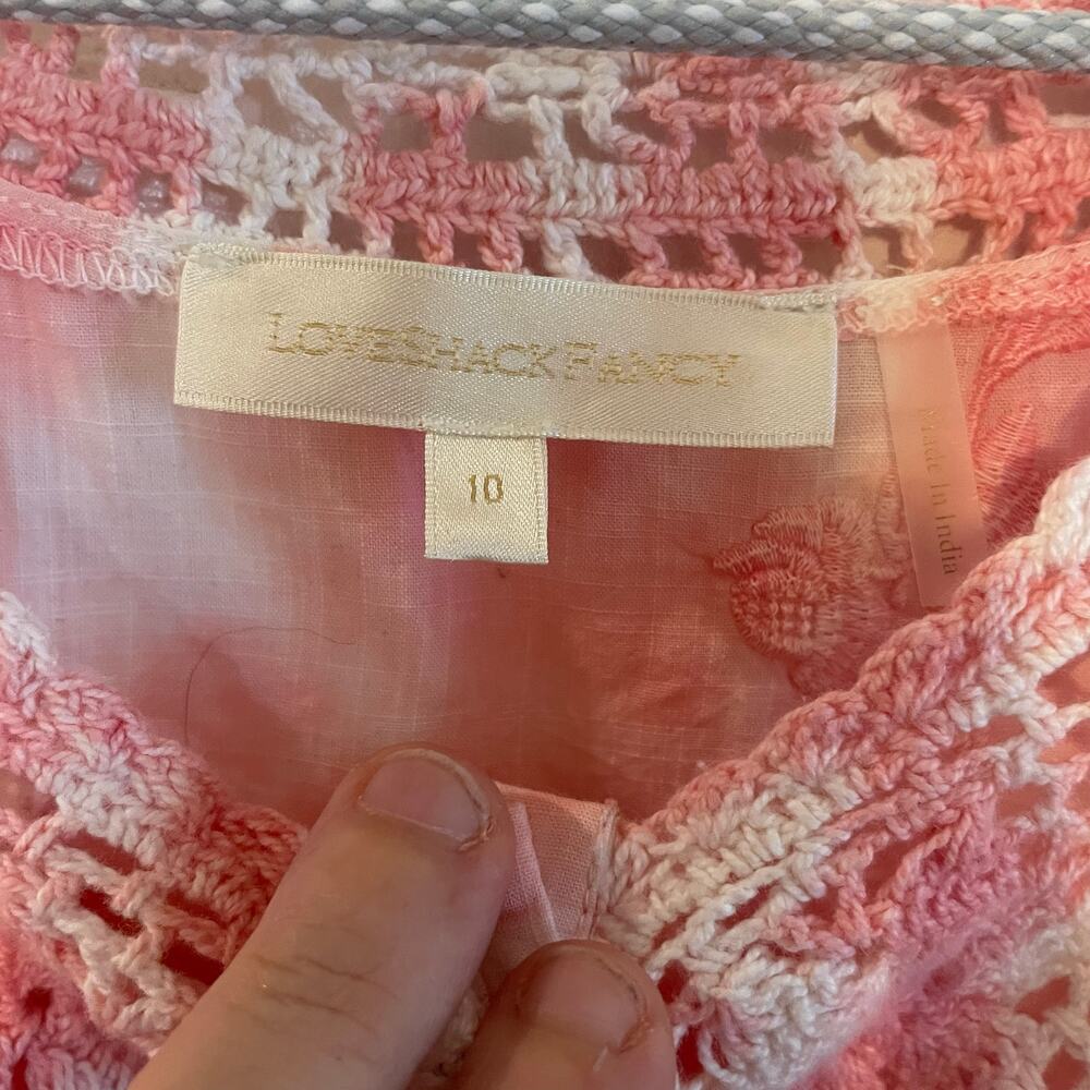 LoveShackFancy Divine Bloom Embroidery Mini Dress  in Pink Tye Dye Size 10 - Picture 6 of 15